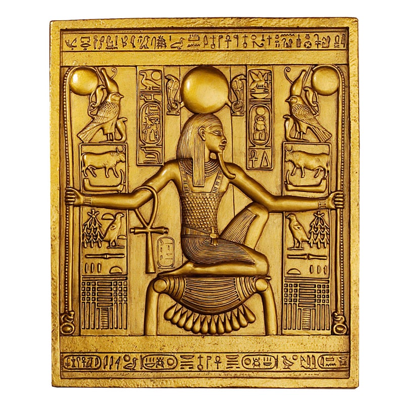 Design Toscano WU68176-Parent Egyptian Temple Stele Tutankhamen Plaque,Full Color 10 Inch - Image 1